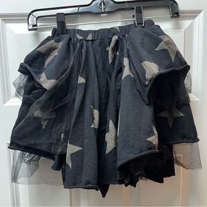 nununu Black and Gray Star Skater Layered Skirt with Tulle Size 8-9